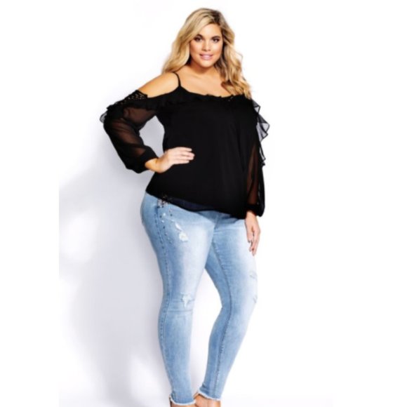 City Chic Tops - NWT City Chic Adaline Drawstring Tie Blouse XS/14